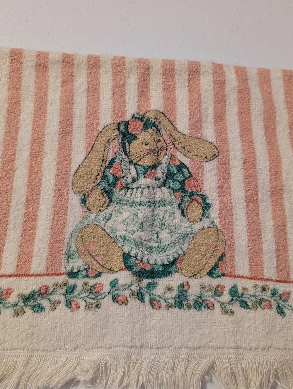 Vintage Cottagecore Bunny Rabbit Cannon Kitchen Towel & Potholder Set Cotton